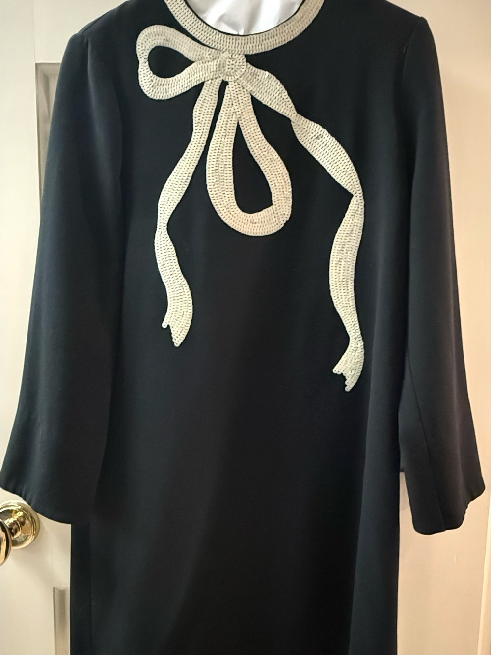 Tuckernuck Black Dress with Cream Bow Accent